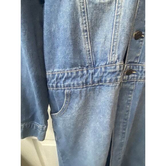 New York and Company Womens Small Denim Raw Hem Jean Coat 3/4 Sleeve Duster - Picture 7 of 8